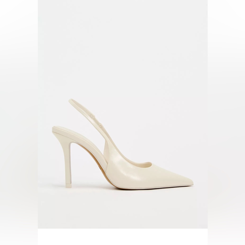 Zara Cream Slingback High Heel Pumps Pointed Toe Size 39 (Us 8.5)